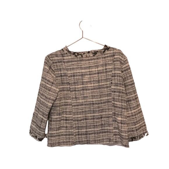 Notations Black & White with sheer detail,print trim Blazer with pockets - Picture 2 of 7